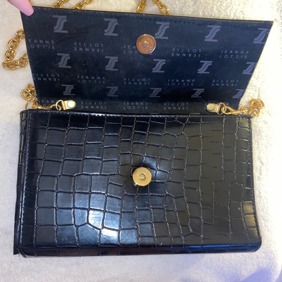 Vintage Crocodile Leather Jeanne Lottie Mini Gold Chain Purse Bag - Picture 3 of 6